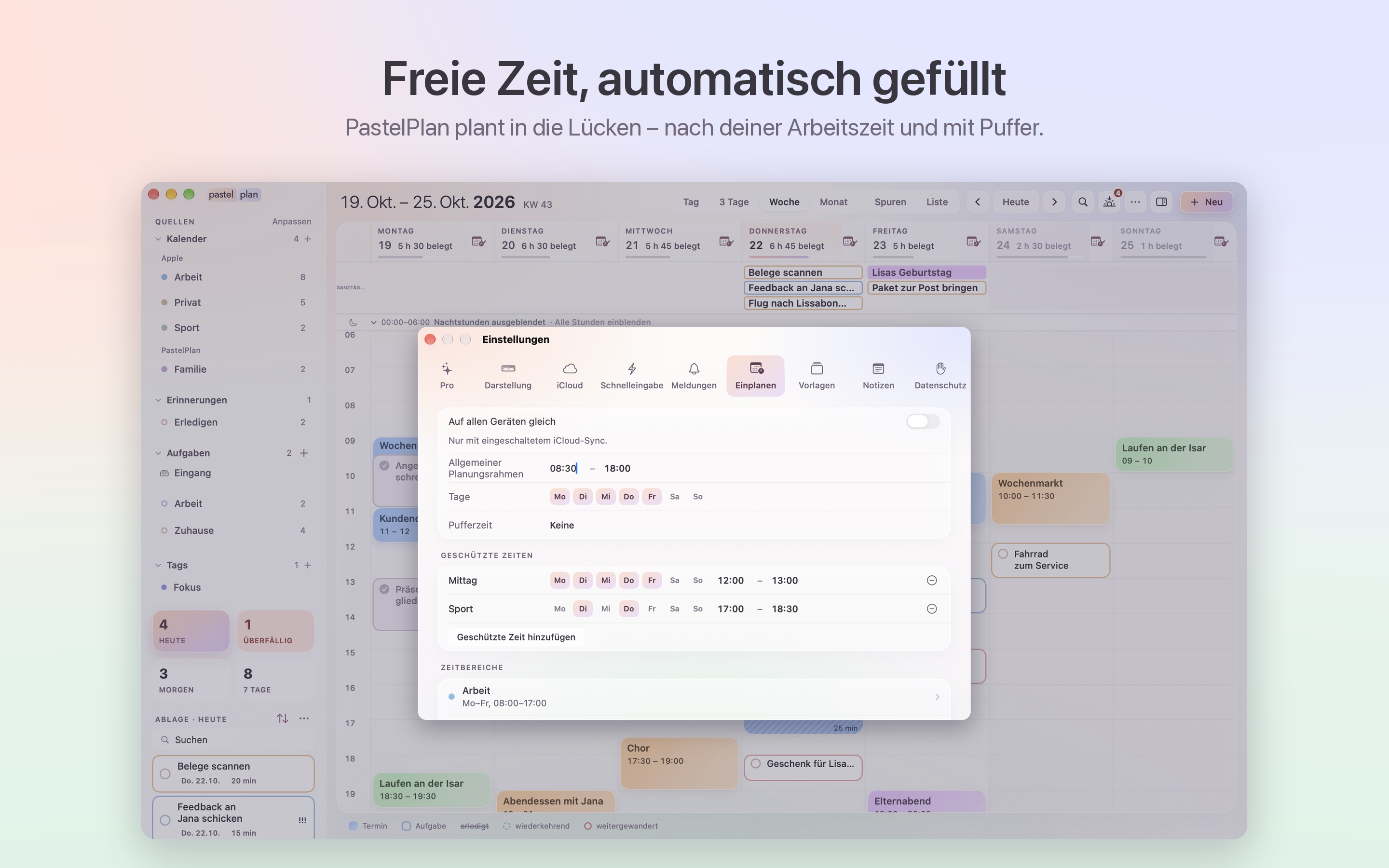 Freie Zeit, automatisch gefüllt. · Mac