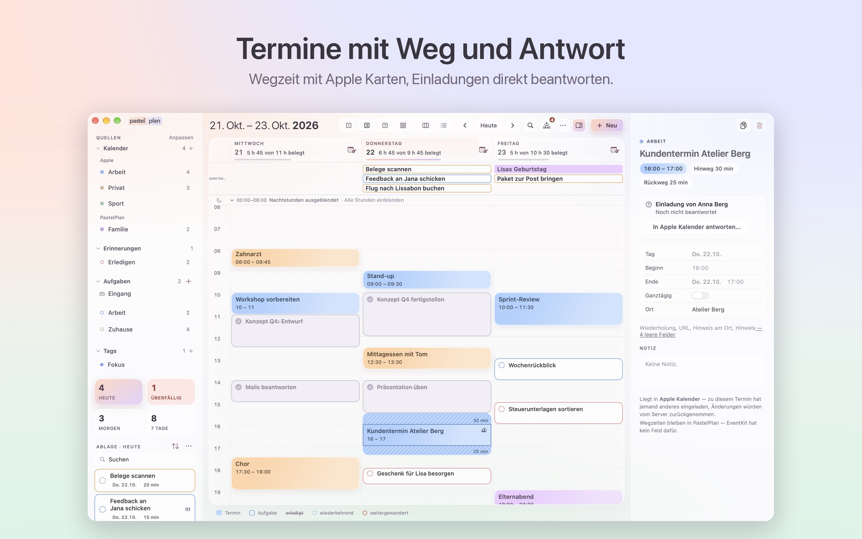Termine mit Weg und Antwort. · Mac