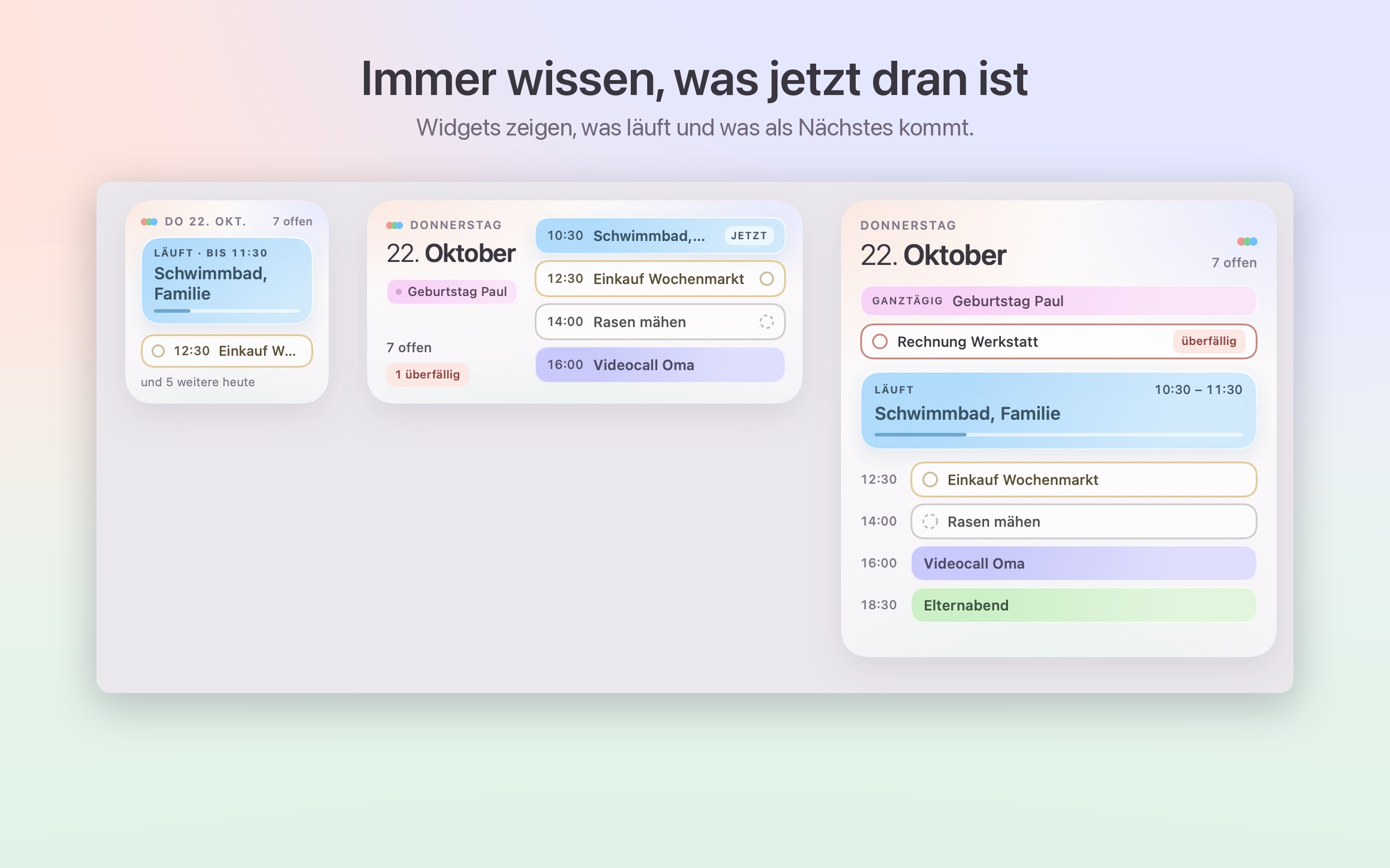 Immer wissen, was jetzt dran ist. · Mac