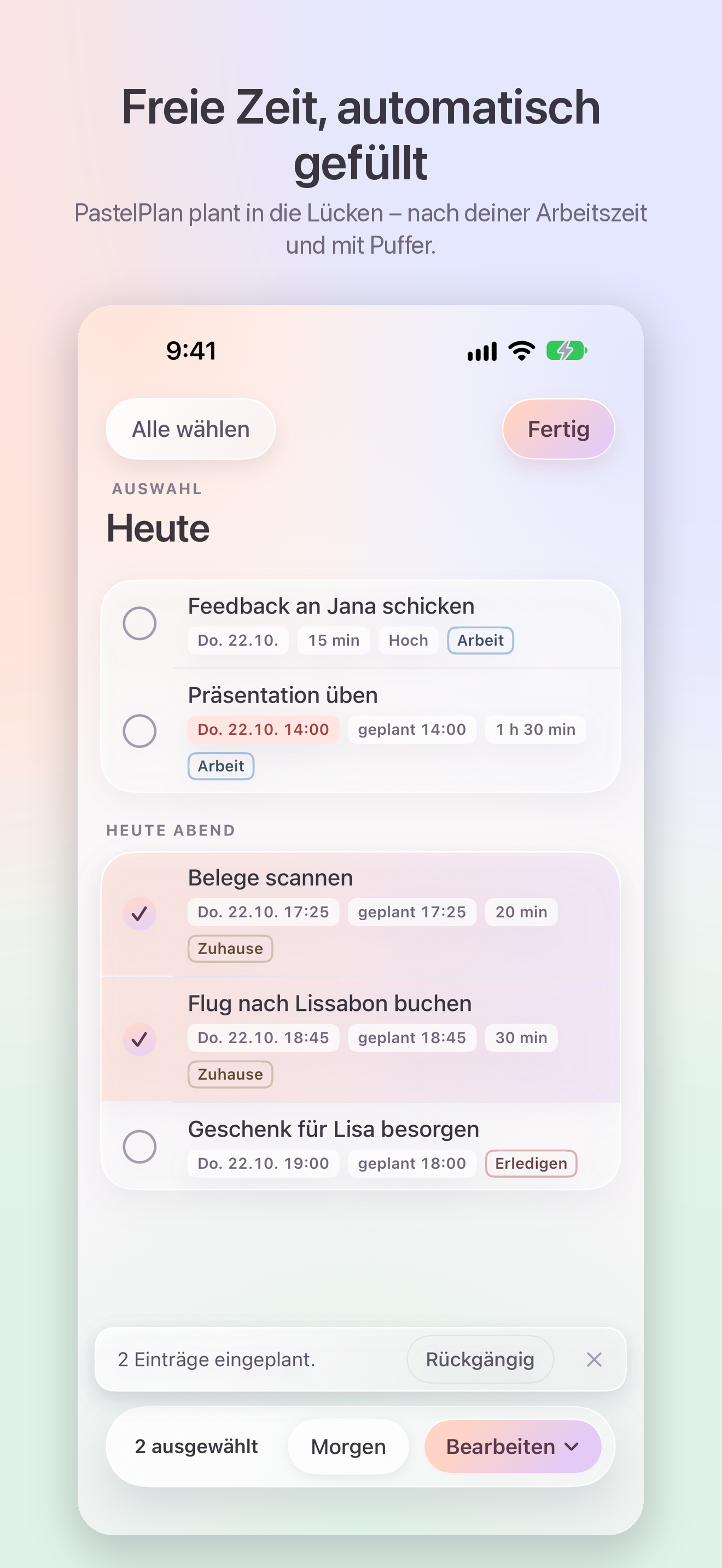 Freie Zeit, automatisch gefüllt. · iPhone
